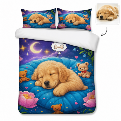 Custom Dog Lover Bedding Set, Personalized Pet Face Bedroom Decor THUC99