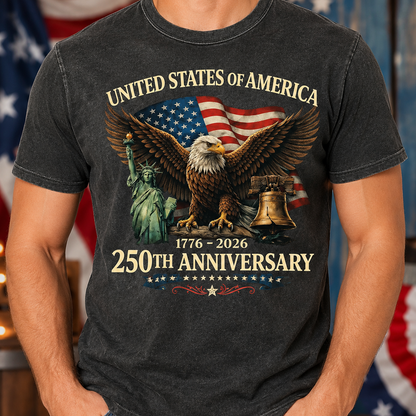 Patriotic USA Freedom Wash Shirt, America 250 Years Anniversary Tee THUC99