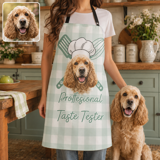 Personalized Dog Apron with Custom Dog Photo, 100% Poly Oxford Kitchen Apron for Dog Mom and Pet Parents THUC99
