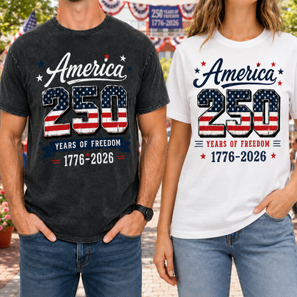 USA 250th Birthday T-Shirt 1776–2026 Patriotic Freedom Shirt THUC99