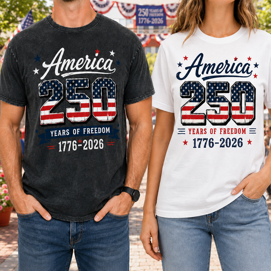 USA 250th Birthday T-Shirt 1776–2026 Patriotic Freedom Shirt THUC99