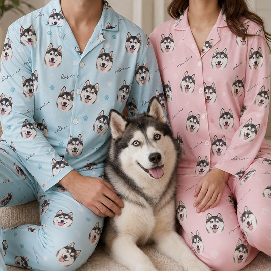 Custom Photo Dog Unisex Pajama Set, Personalized All Over Print Pet Lover Nightwear THUC99