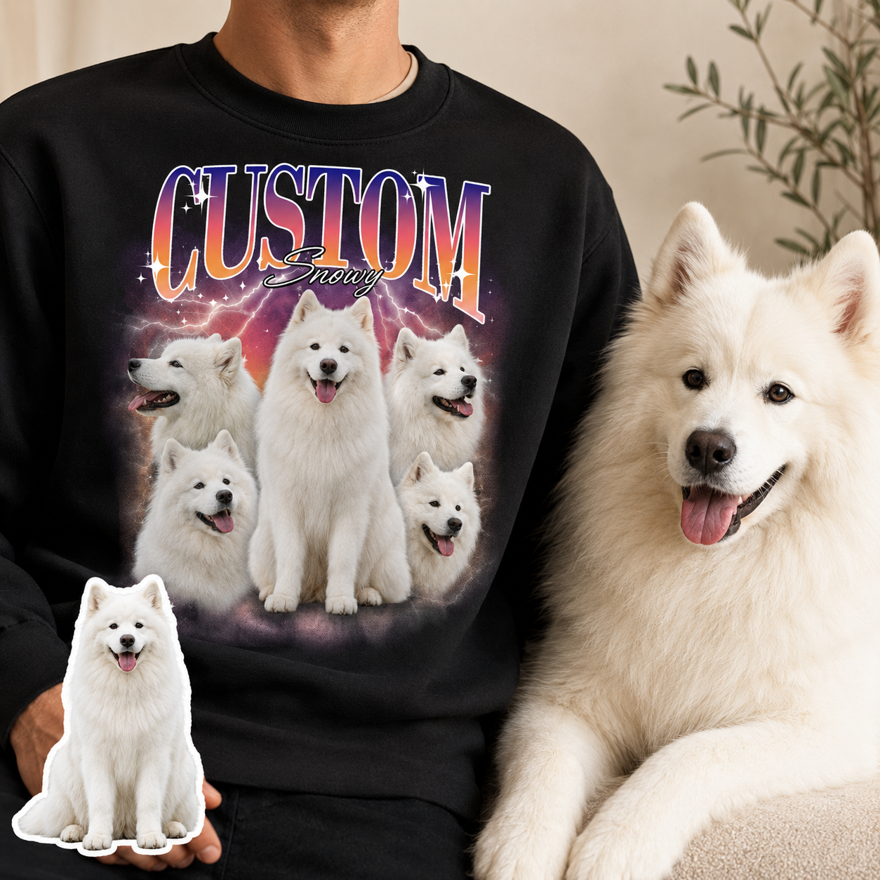 Custom Dog Photo Sweatshirt Personalized Pet Face Hoodie Anniversary Gift for Dog Owners THUC99