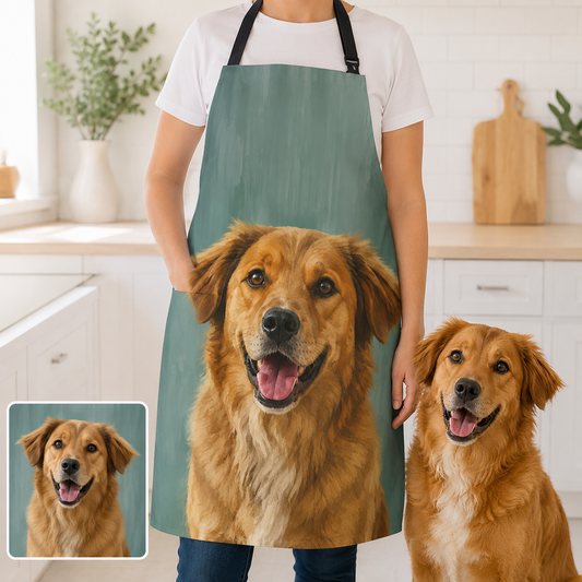 Personalized Dog Apron Custom Photo Dog Apron for Dog Mom, Dog Dad, Pet Lover Kitchen Apron Gift THUC99