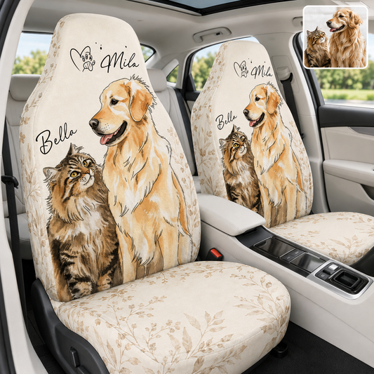 Custom Photo Pet Car Seat Cover, Personalized Dog Face Car Seat Protector, Car Accessories Gift THUC99