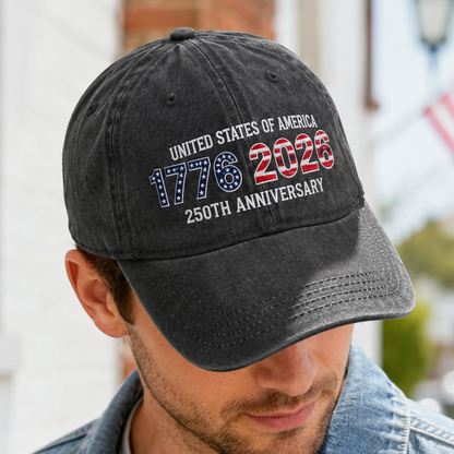USA 250th Years Embroidered Hat American History Celebration Vintage Cap THUC99