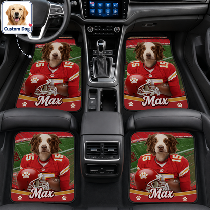Custom Dog Face Auto Floor Mats, Personalized Football Pet Car Accessories Gift THUC99