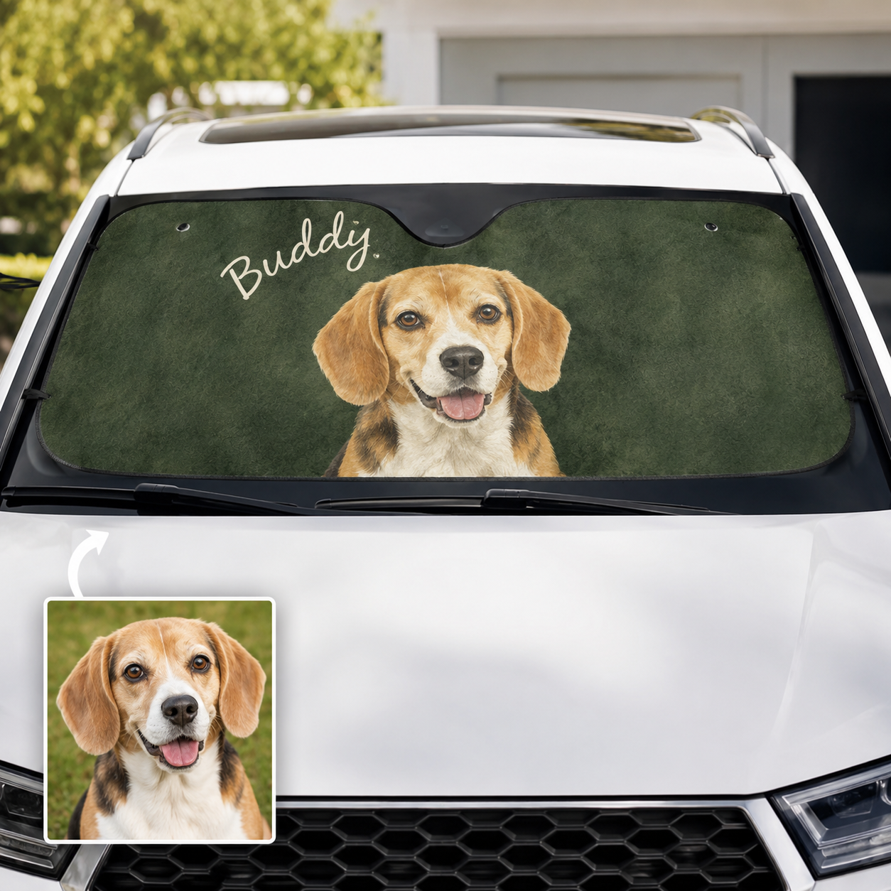 Custom Dog Dad Windshield Sun Shade, Personalized Pet Car Sun Cover, Photo Auto Sunshade Gift THUC99