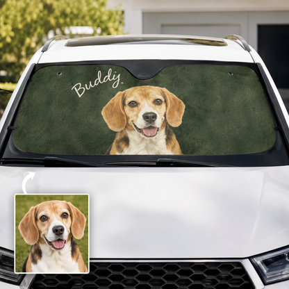 Custom Dog Dad Windshield Sun Shade, Personalized Pet Car Sun Cover, Photo Auto Sunshade Gift THUC99