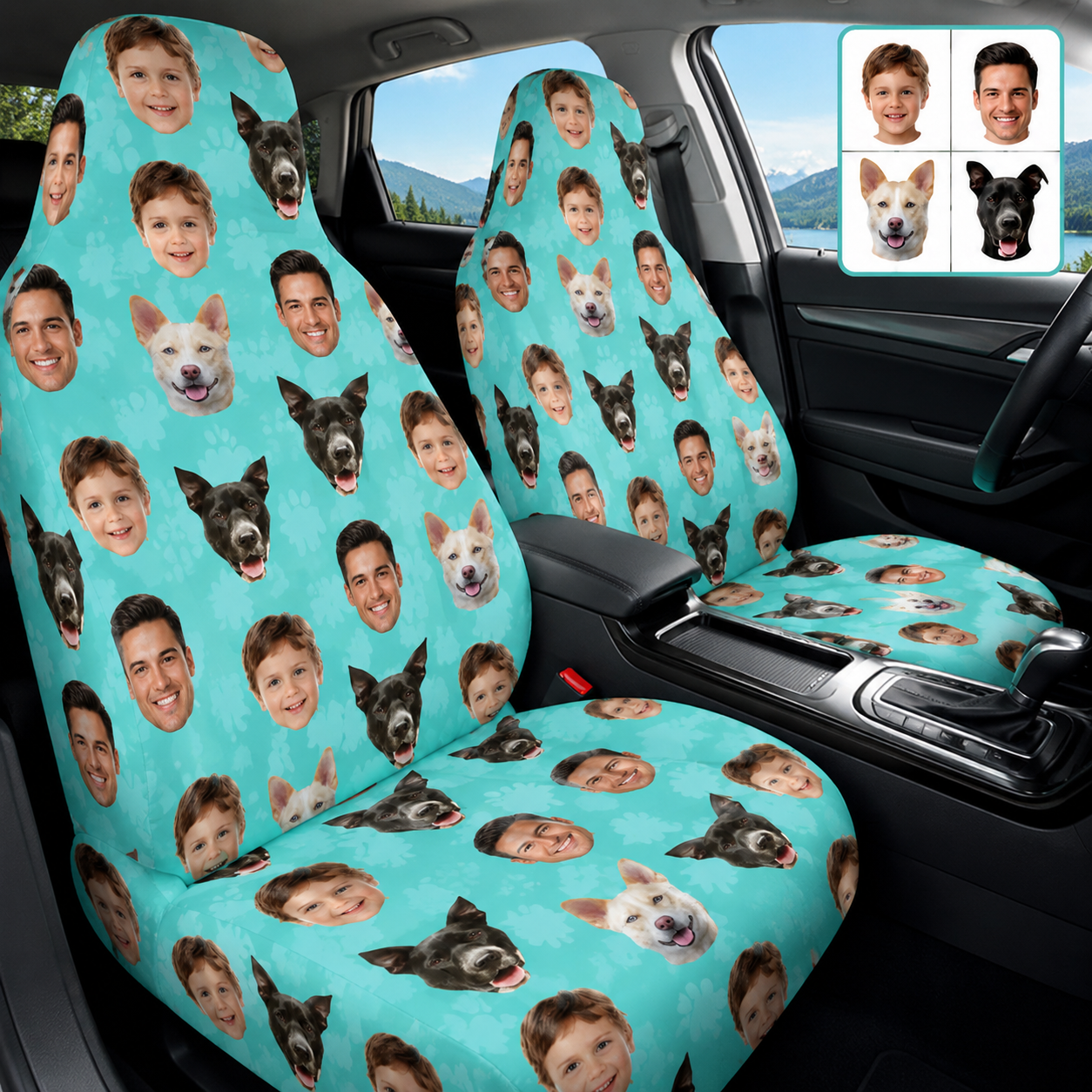 Custom Photo Dog Car Seat Cover, Personalized Pet Seat Protector, All Over Print Dog Photo Car Seat Gift For Dog Lovers THUC99