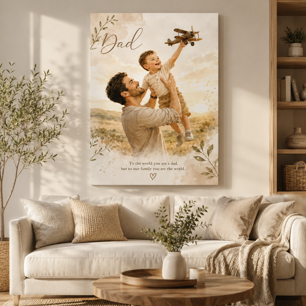 Custom Photo Boy Dad Canvas Wall Art - Custom Gift For Dad TOM99