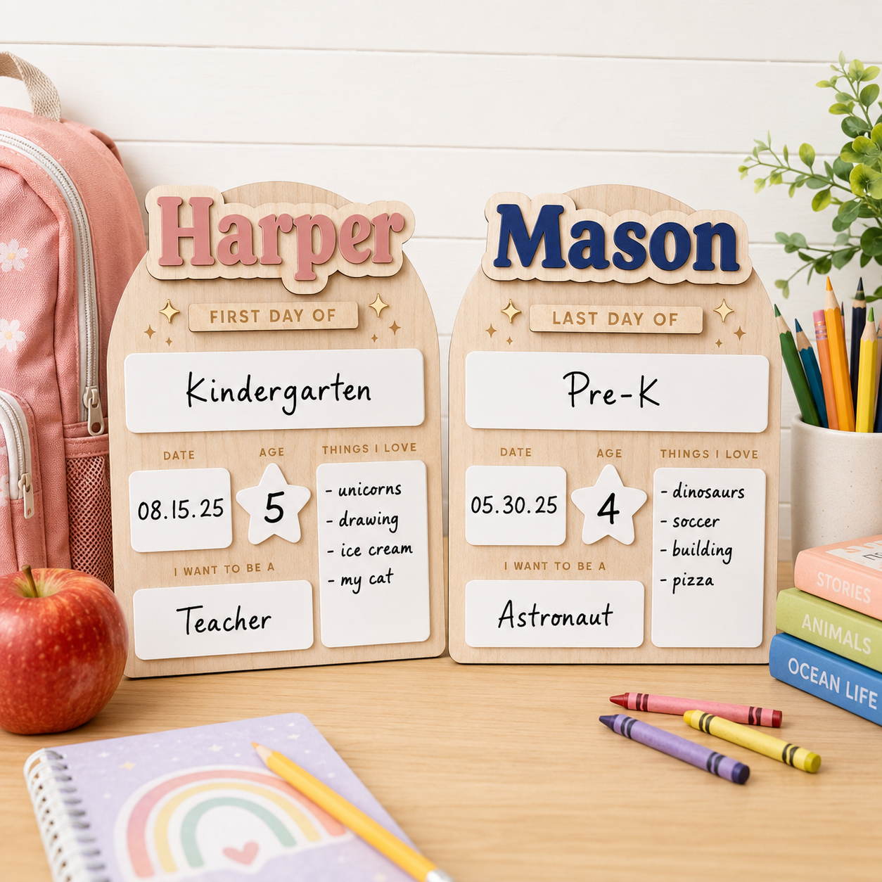 Custom Kids School Milestone Sign, First and Last Day Photo Board THUC99