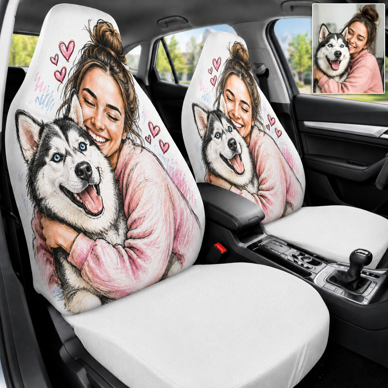CCustom Photo Dog Car Seat Cover, Personalized Pet Picture Seat Protector, Dog Mom Car Gift THUC99