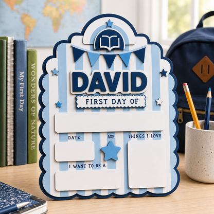 Personalized Back to School Board, Custom Name First Day Sign For Student THUC99