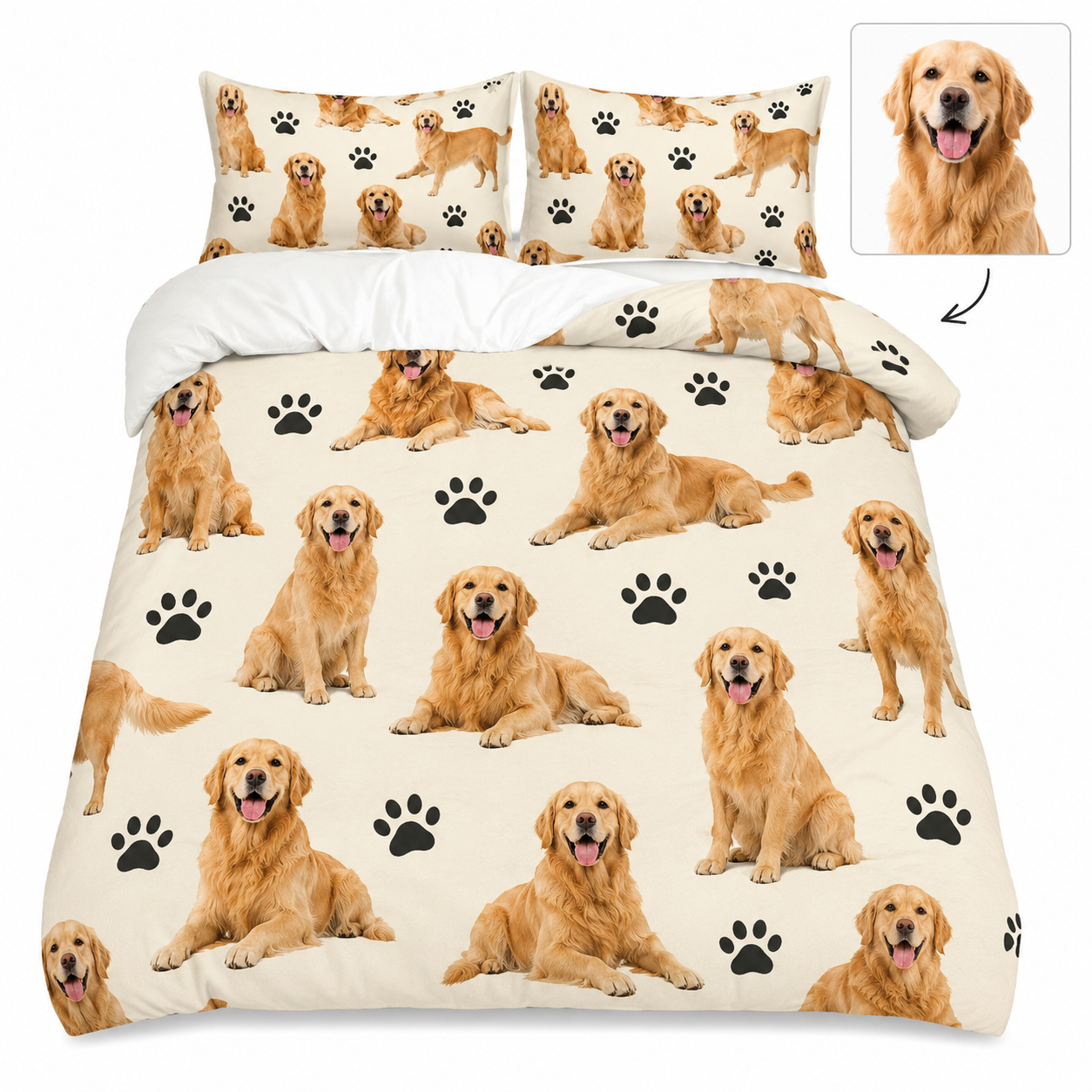 Custom Photo Dog Bedding Set, Personalized Pet Bed Sheet Set Gift For Dog Lover THUC99