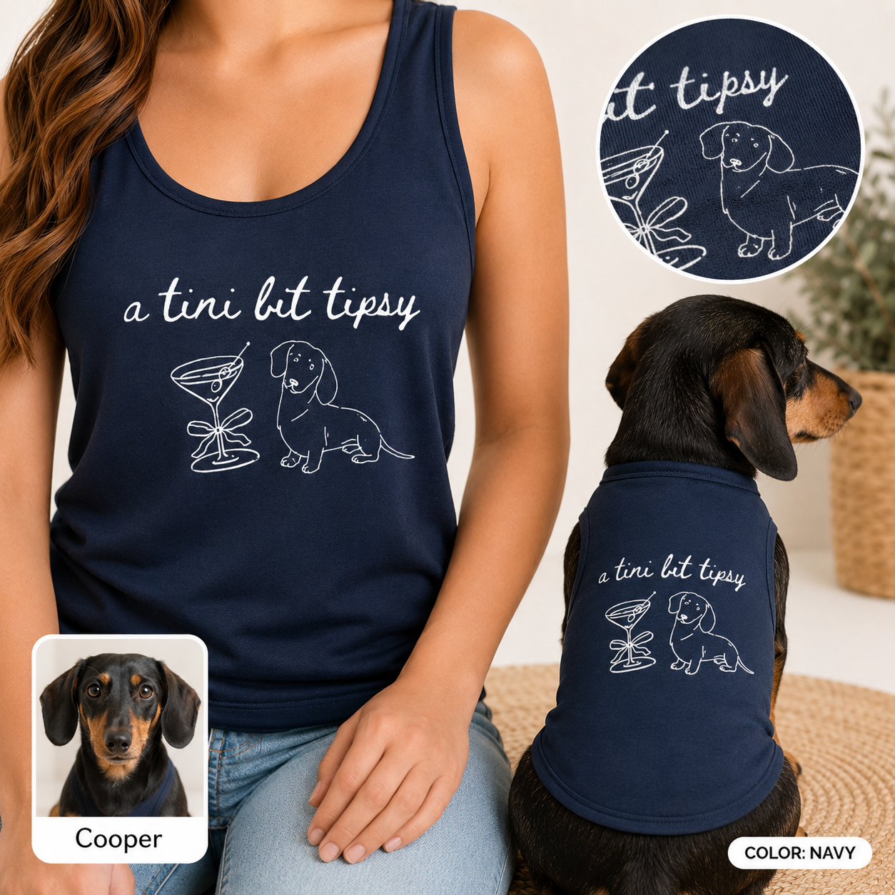 Personalized Women’s Dog Shirt Matching Outfit, Custom Tank Top and Pet Tank Top Set THUC99