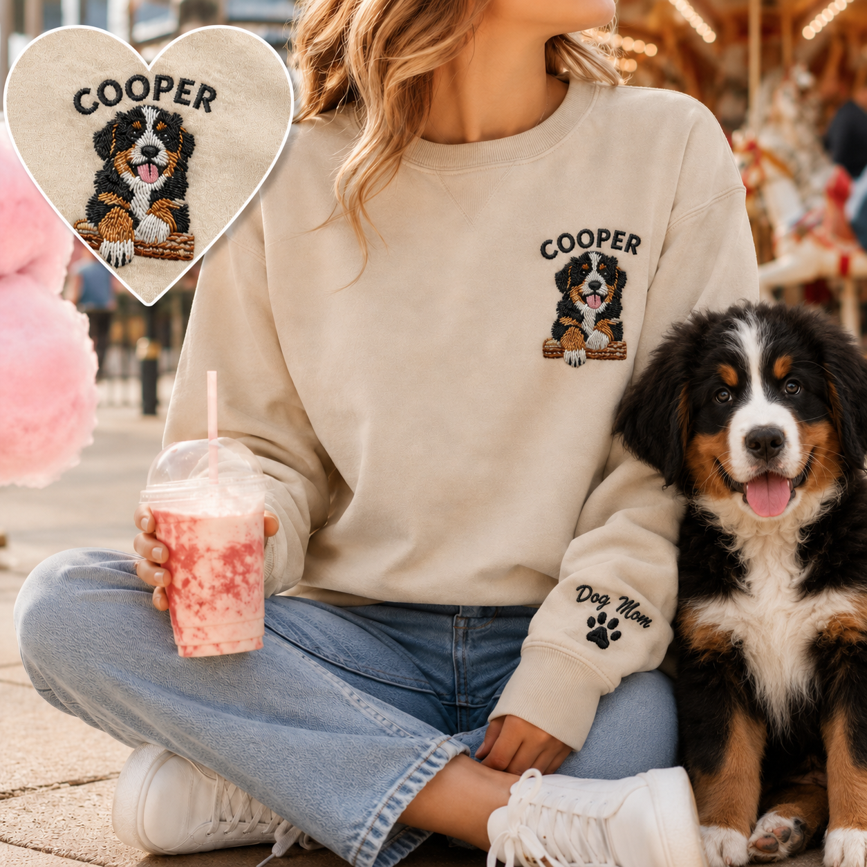 Personalized Pet Memorial Sweatshirt, Custom Dog Photo Embroidered Hoodie THUC99