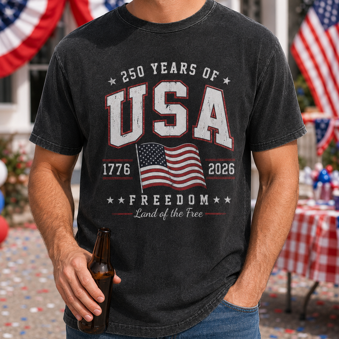250 Years of America T-Shirt, USA Semiquincentennial Gift Tee THUC99