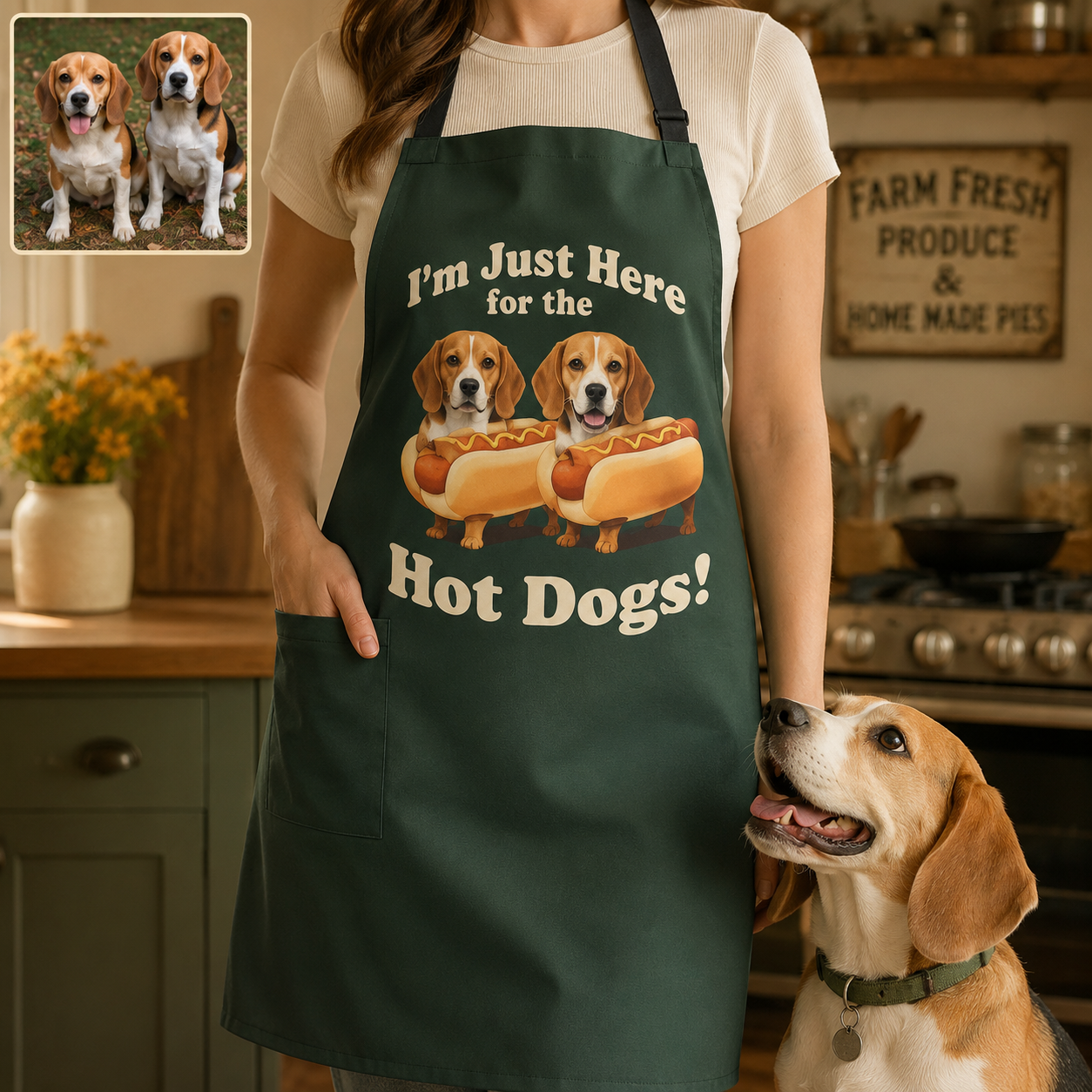 Personalized Dog Kitchen Apron Custom Pet Photo Apron, Dog Lover Gift for Cooking, Grilling and Crafting THUC99