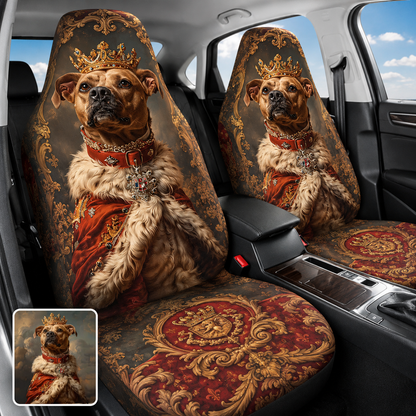 Custom Dog Royal Car Seat Cover, Personalized Pet Photo Seat Protector, Gift For Dog Mom Dad THUC99