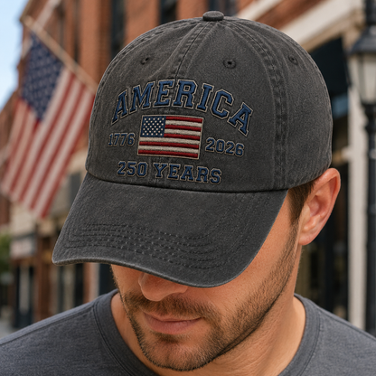 USA 250th Anniversary Embroidered Vintage Dad Hat Celebrating 250 Years of American Freedom THUC99