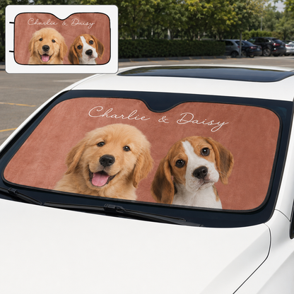 Custom Dog Photo Car Sunshade, Personalized Pet Windshield Shade, Car Accessory THUC99