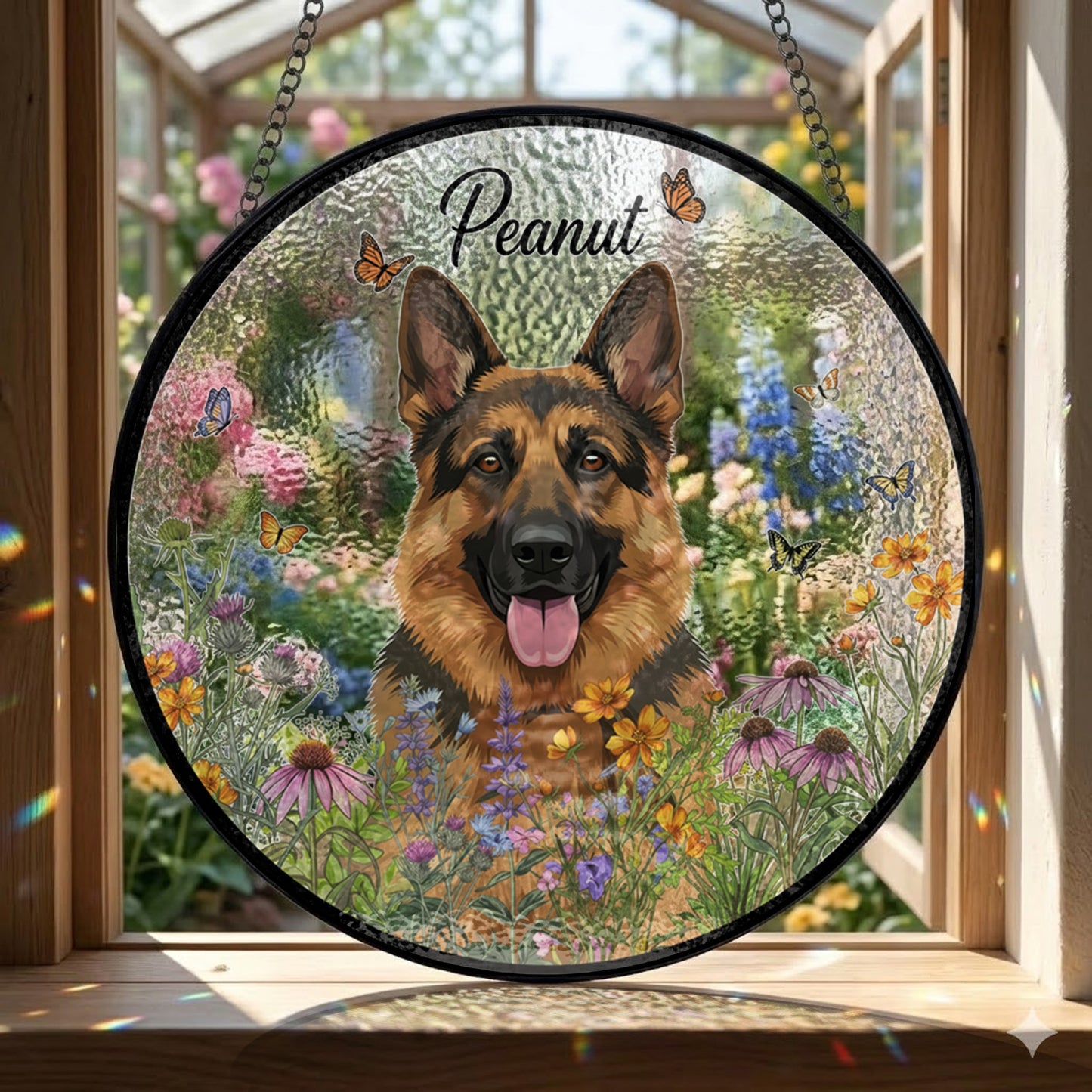 Personalized Dog And Cat Name Suncatcher – Custom Pet Portrait Glass Window Hanging (THUC99)