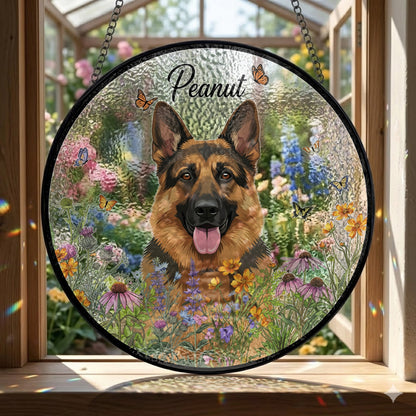 Personalized Dog And Cat Name Suncatcher – Custom Pet Portrait Glass Window Hanging (THUC99)