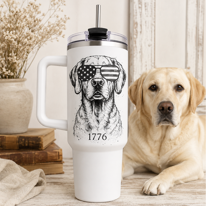Custom Pet Picture 40oz Tumbler – Personalized Dog Lover Cup with Handle and Straw THUC99 (Copy)