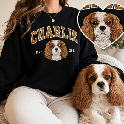 Custom Dog Dad Hoodie, Personalized Pet Portrait Embroidered Sweatshirt THUC99