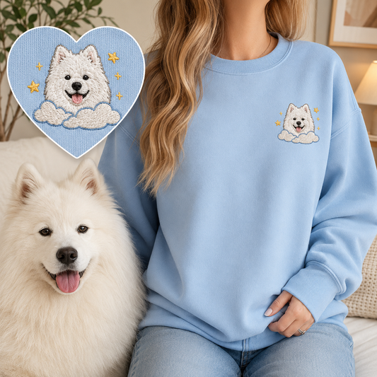 Custom Pet Embroidered Sweatshirt, Personalized Dog Portrait Hoodie Gift THUC99