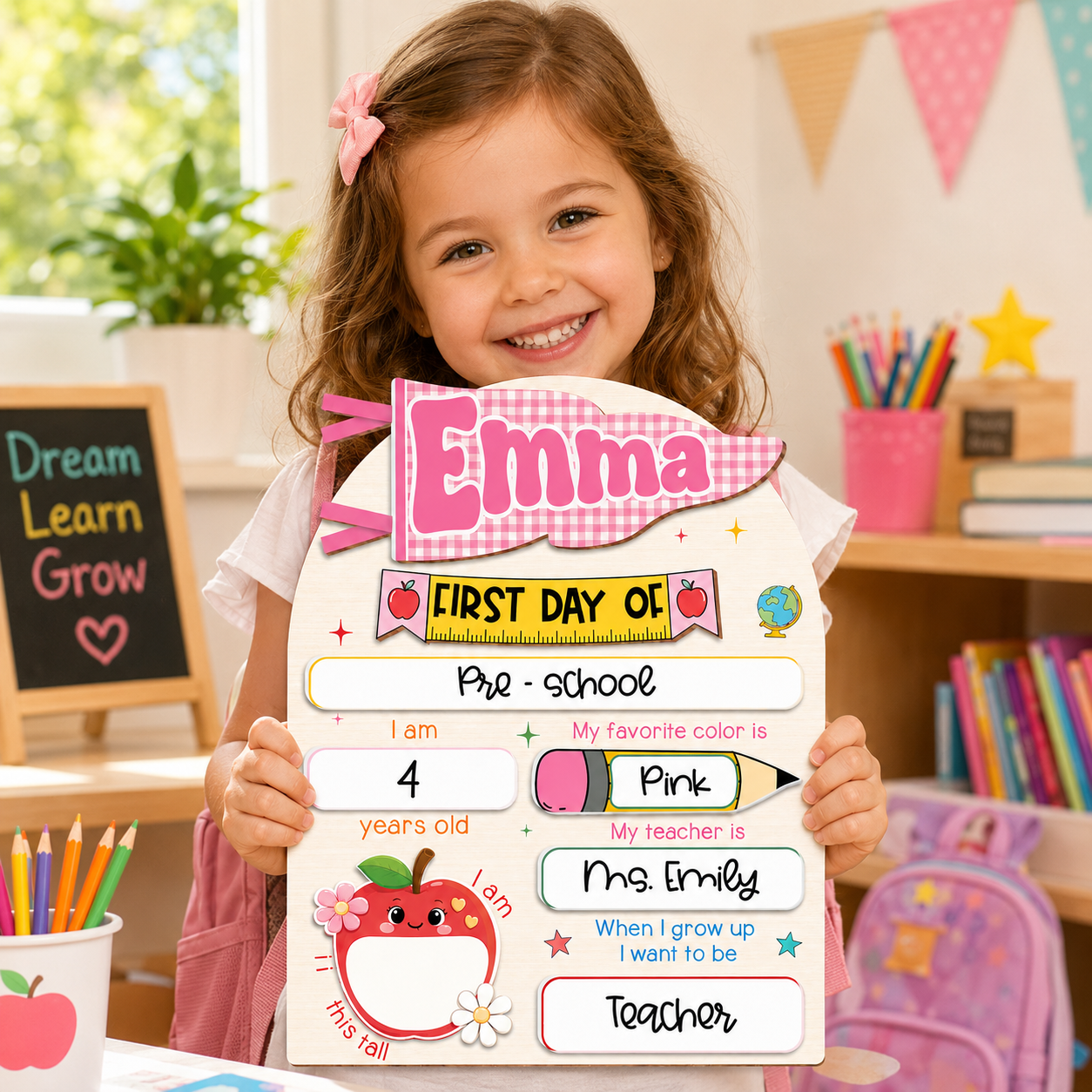 Personalized Back to School Photo Prop, Custom Acrylic Wood School Sign THUC99