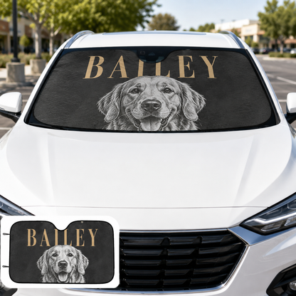 Custom Dog Auto Car Sun Shade, Personalized Pet Windshield Sunshade, Custom Photo Dog Car Accessories Gift THUC99