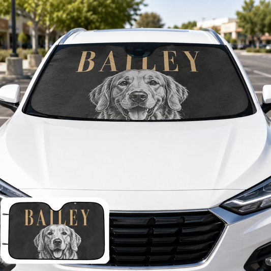 Custom Dog Auto Car Sun Shade, Personalized Pet Windshield Sunshade, Custom Photo Dog Car Accessories Gift THUC99
