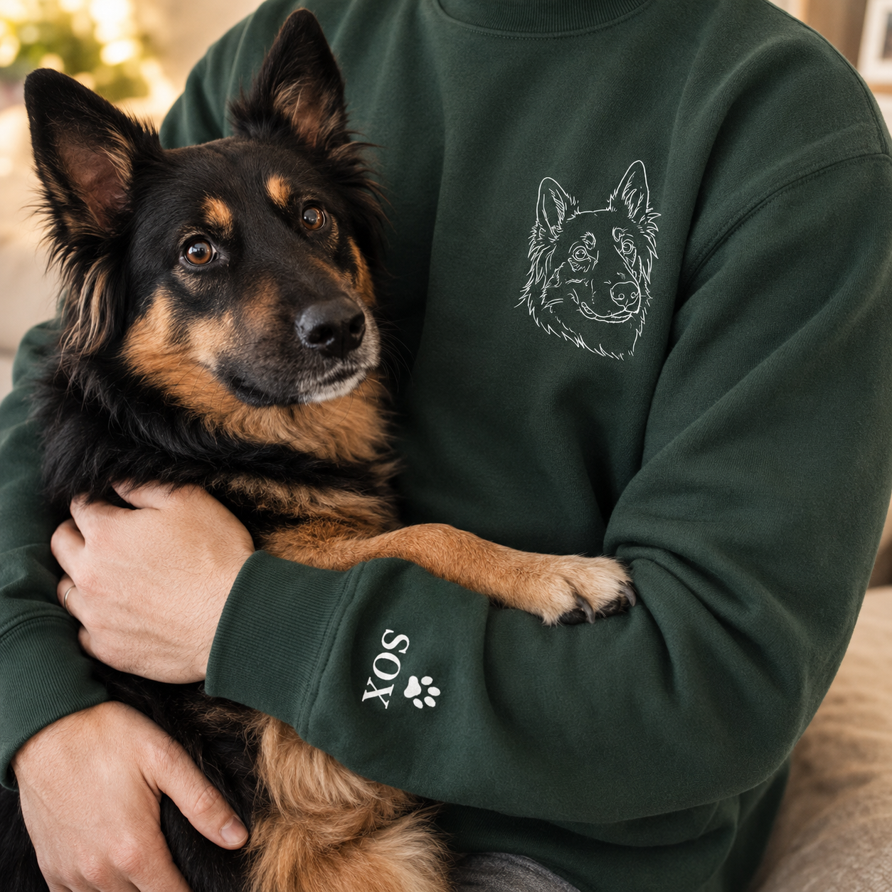 Custom Pet Portrait Sweatshirt, Dog Photo Embroidered Hoodie Gift THUC99