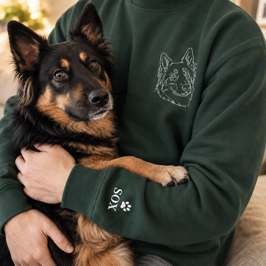 Custom Pet Portrait Sweatshirt, Dog Photo Embroidered Hoodie Gift THUC99