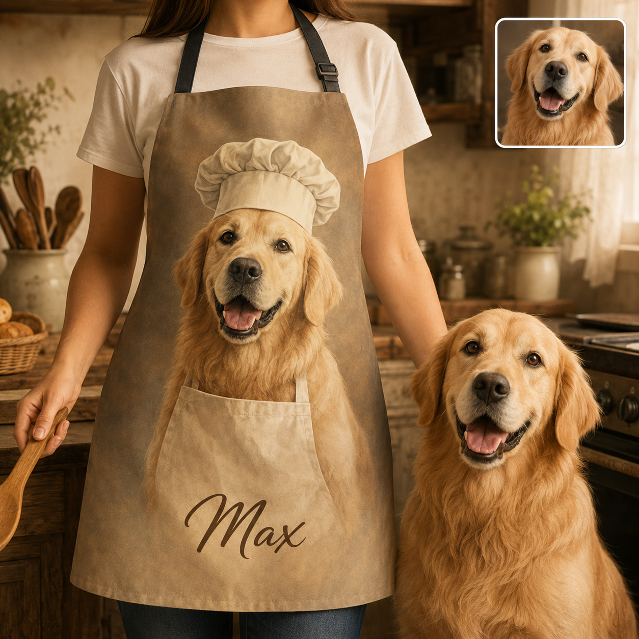 Personalized Custom Dog Apron with Photo, Cooking Apron for Pet Parents and Dog Lovers THUC99