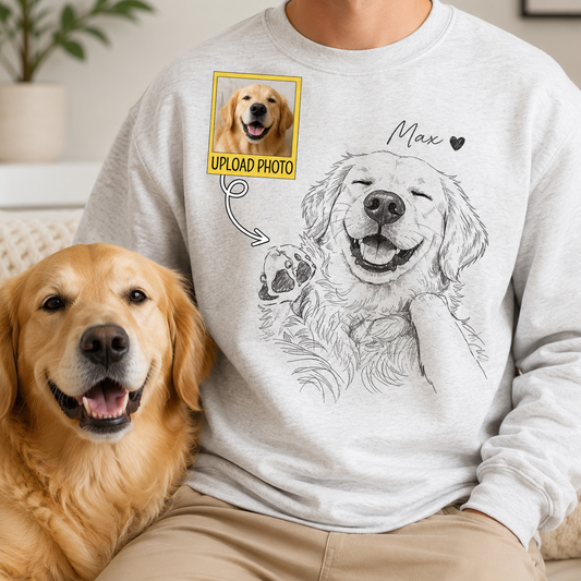 Custom Pet Portrait Hoodie Personalized Dog Photo Sweatshirt Memorial Gift for Pet Owners THUC99
