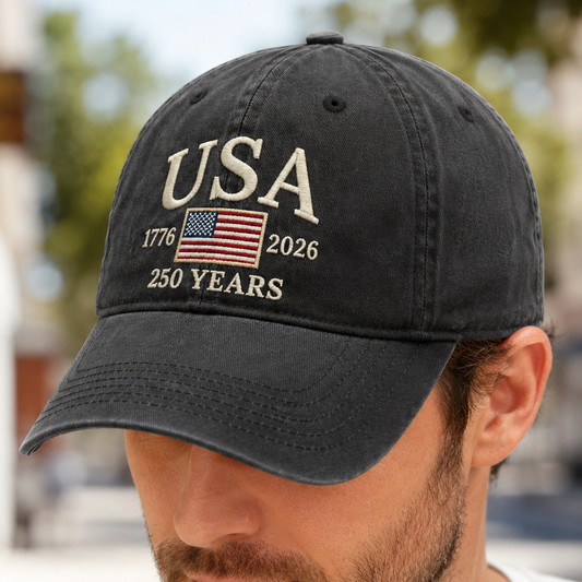 USA 250th Anniversary Embroidered Vintage Dad Hat Celebrating 250 Years of American Freedom THUC99