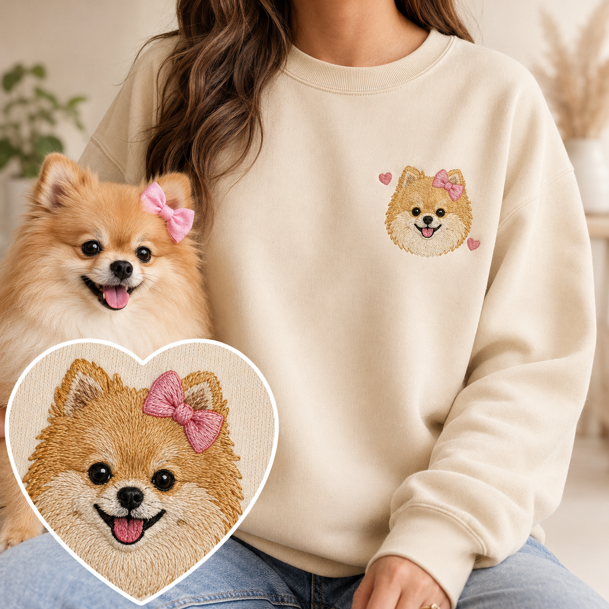 Personalized Pet Photo Sweatshirt, Custom Dog Face Embroidered Hoodie THUC99