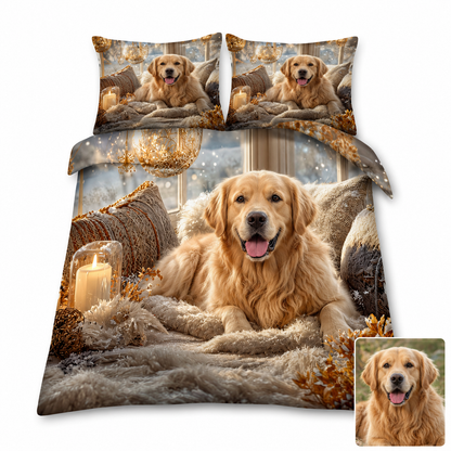 Custom Photo Dog Duvet Cover Set, Personalized Pet Bedding Gift THUC99