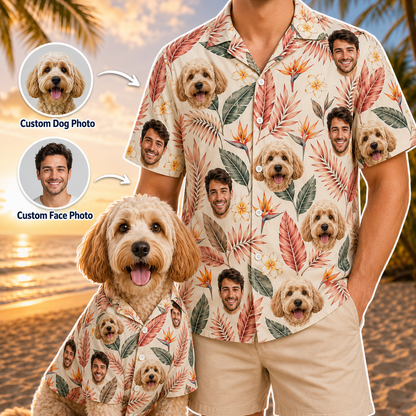 Custom Dog Photo Tropical Shirt, Personalized Hawaiian Beach Shirt, Dog Lover Gift Idea THUC99