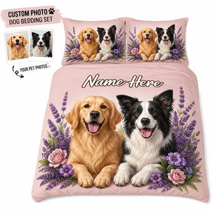 Custom Pet Photo Duvet Set, Personalized Dog Portrait Bedding Gift THUC99