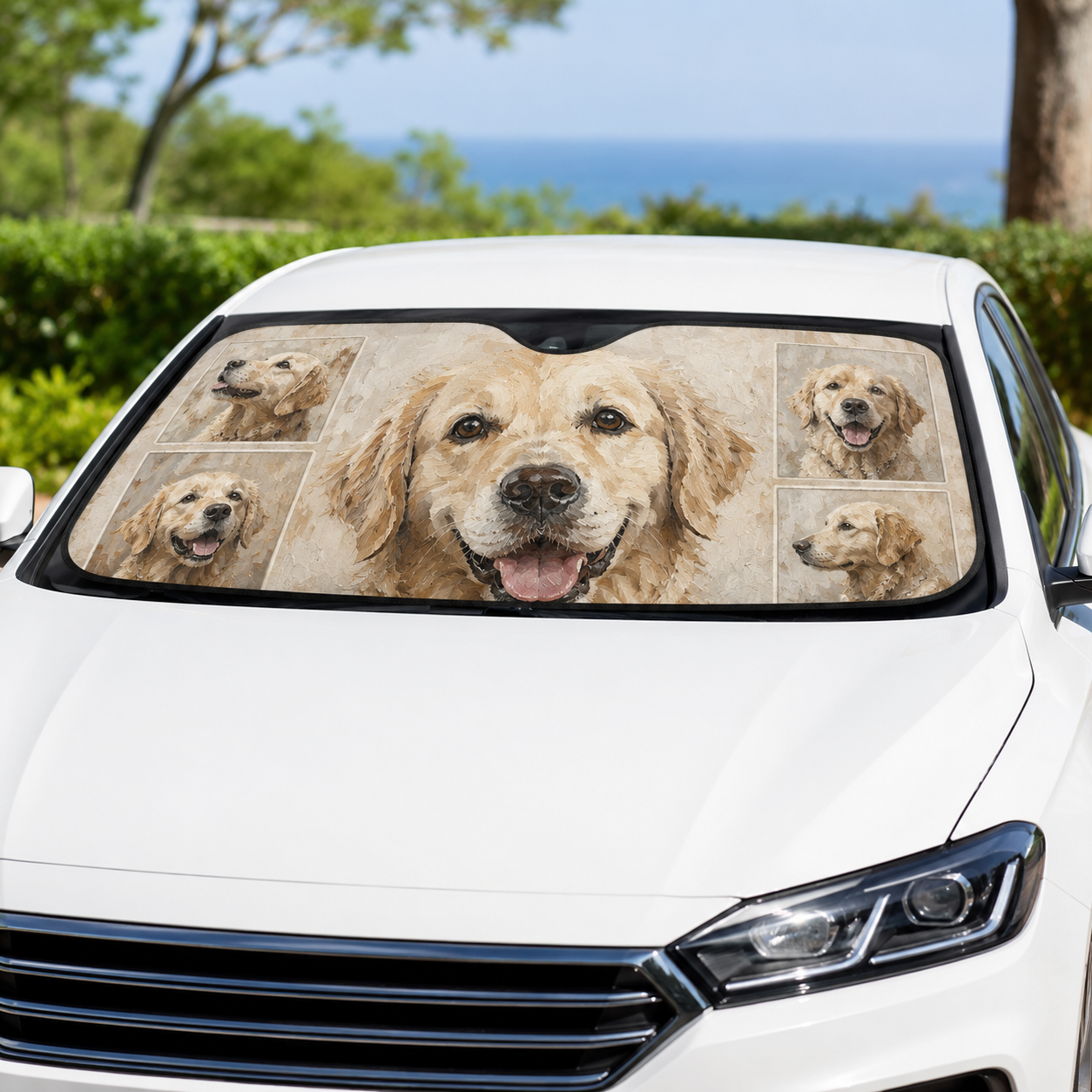 Custom Dog Auto Car Sun Shade, Personalized Pet Windshield Sunshade, Custom Photo Dog Car Accessories Gift THUC99