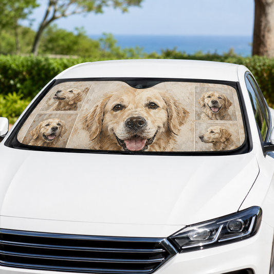 Custom Dog Auto Car Sun Shade, Personalized Pet Windshield Sunshade, Custom Photo Dog Car Accessories Gift THUC99