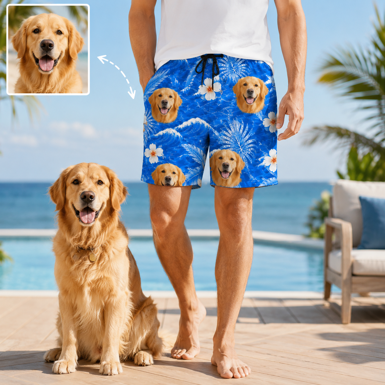 Personalized Dog Face Summer Shorts Custom Photo Beachwear for Vacation THUC99