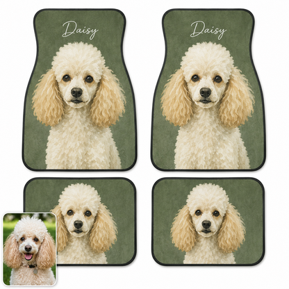 Custom Photo Dog Car Floor Mats 4-Piece Set, Personalized Pet Car Floor Mat, Car Interior Accessories THUC99