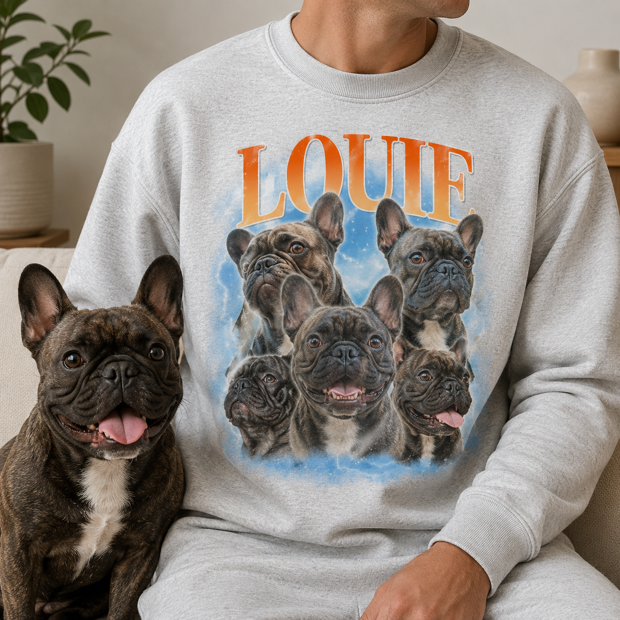Custom Dog Portrait Sweatshirt Personalized Pet Face Hoodie Unique Gift for Dog Lovers THUC99