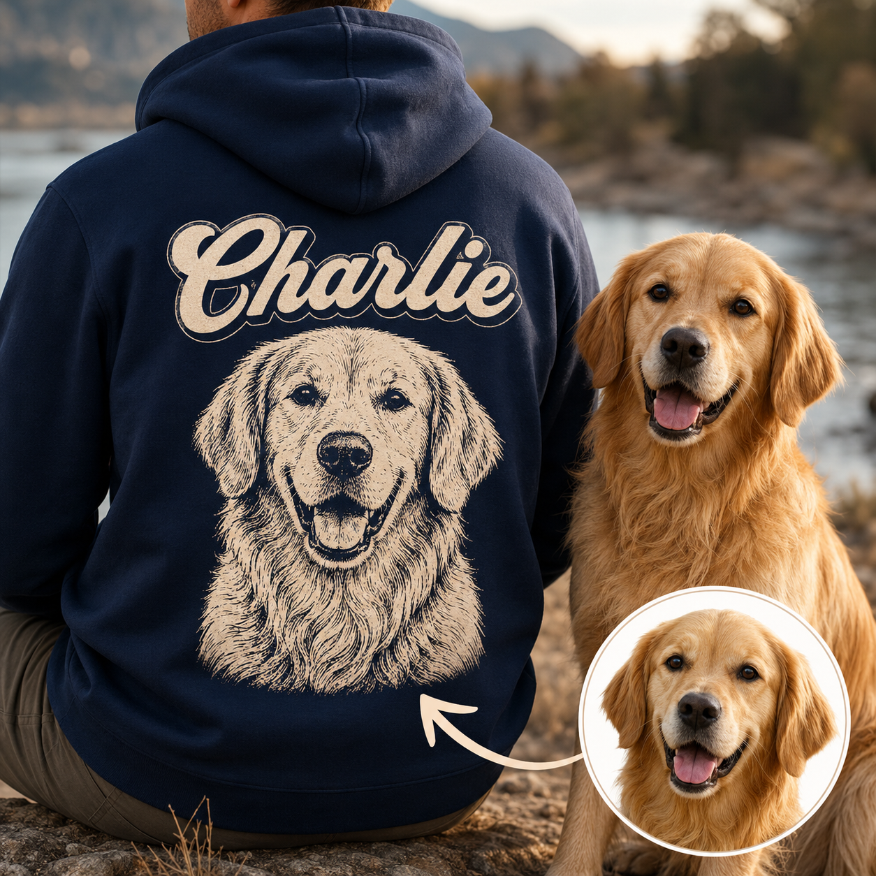 Custom Dog Photo Hoodie Personalized Pet Portrait Sweatshirt for Dog Mom and Dog Dad THUC99