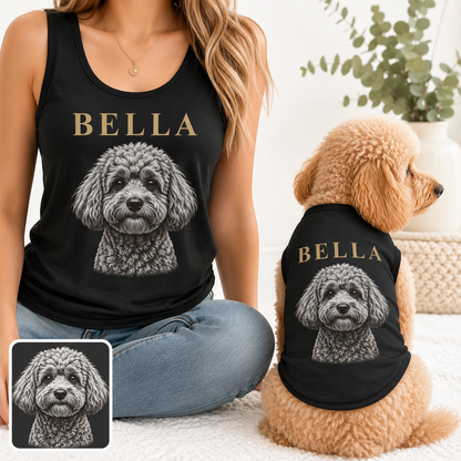 Personalized Women’s Dog Photo Tank Top Set, Matching Owner and Dog Summer Outfit THUC99